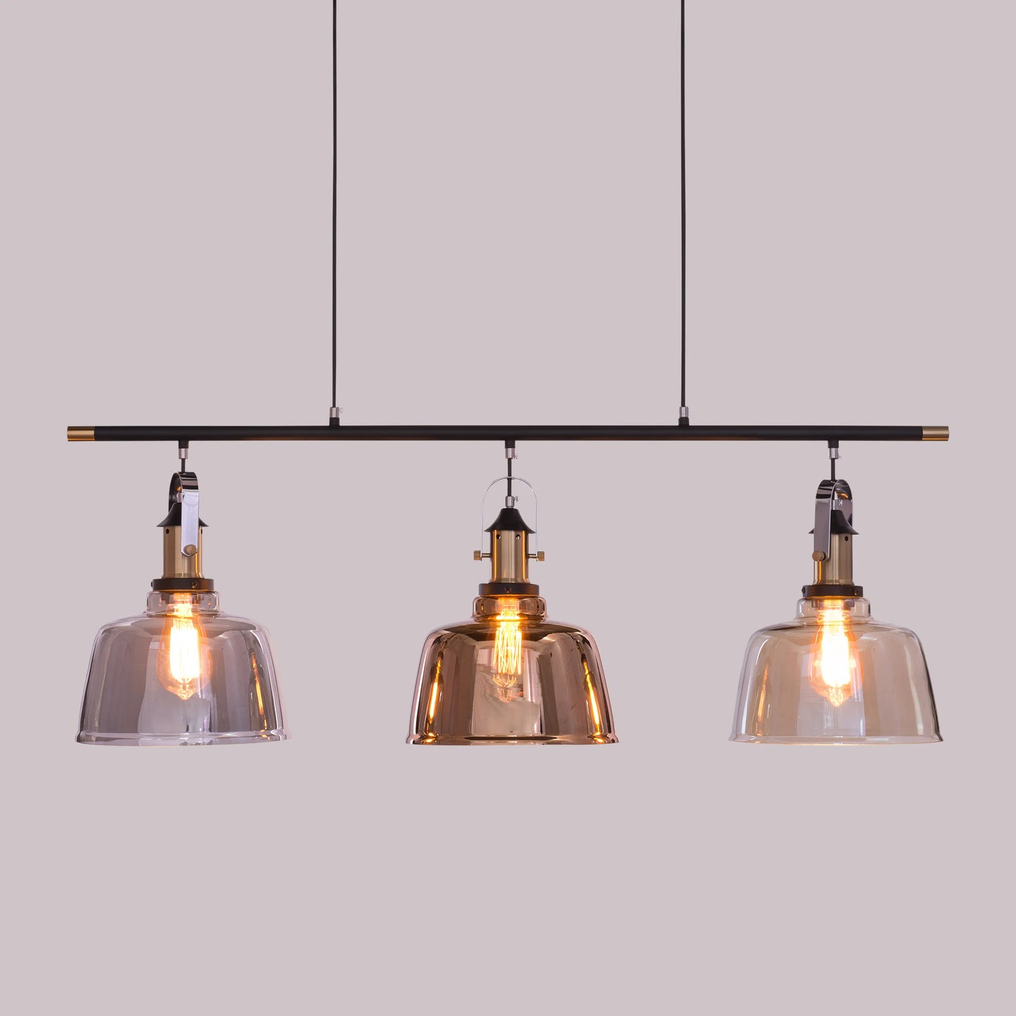 Royal Tea Pendant Light with smokey grey, copper, and amber finish