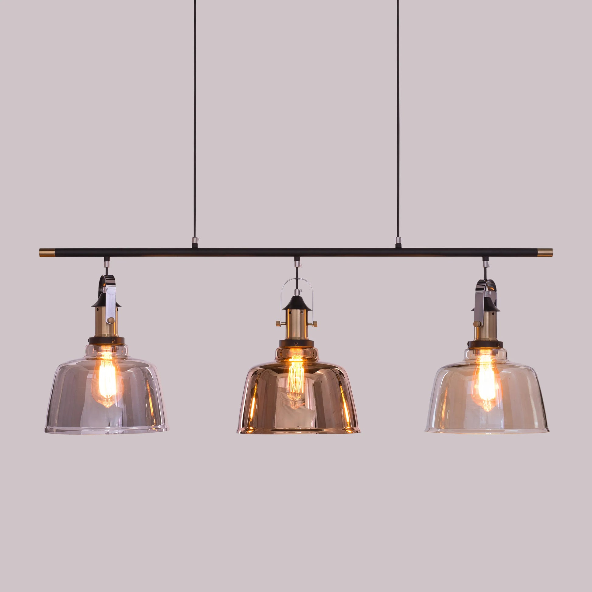 Royal Tea Pendant Light with smokey grey, copper, and amber finish