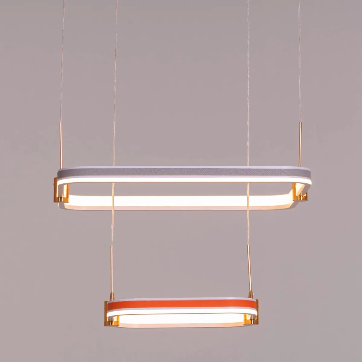 Love Test (Orange, Grey, Dimmable LED with Remote Control) Faux Leather Chandelier