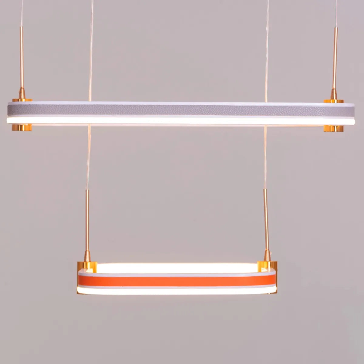Love Test (Orange, Grey, Dimmable LED with Remote Control) Faux Leather Chandelier