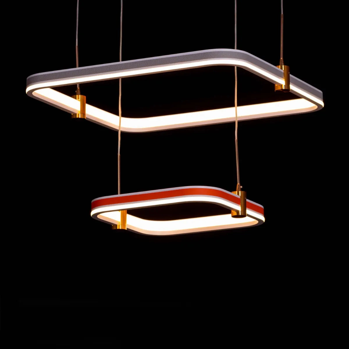 Love Test (Orange, Grey, Dimmable LED with Remote Control) Faux Leather Chandelier