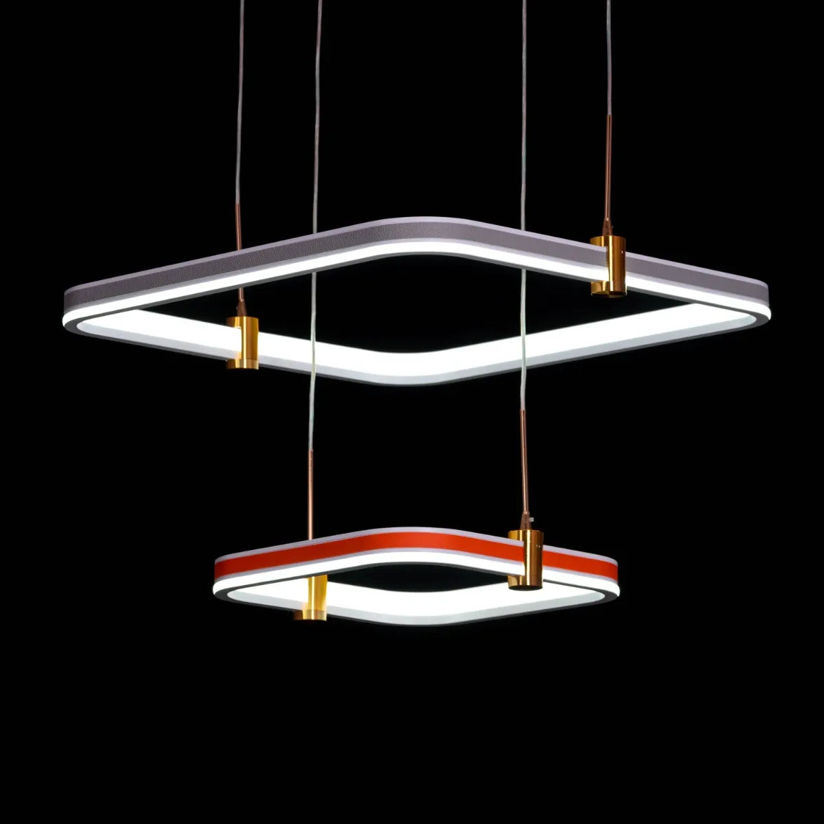 Love Test (Orange, Grey, Dimmable LED with Remote Control) Faux Leather Chandelier