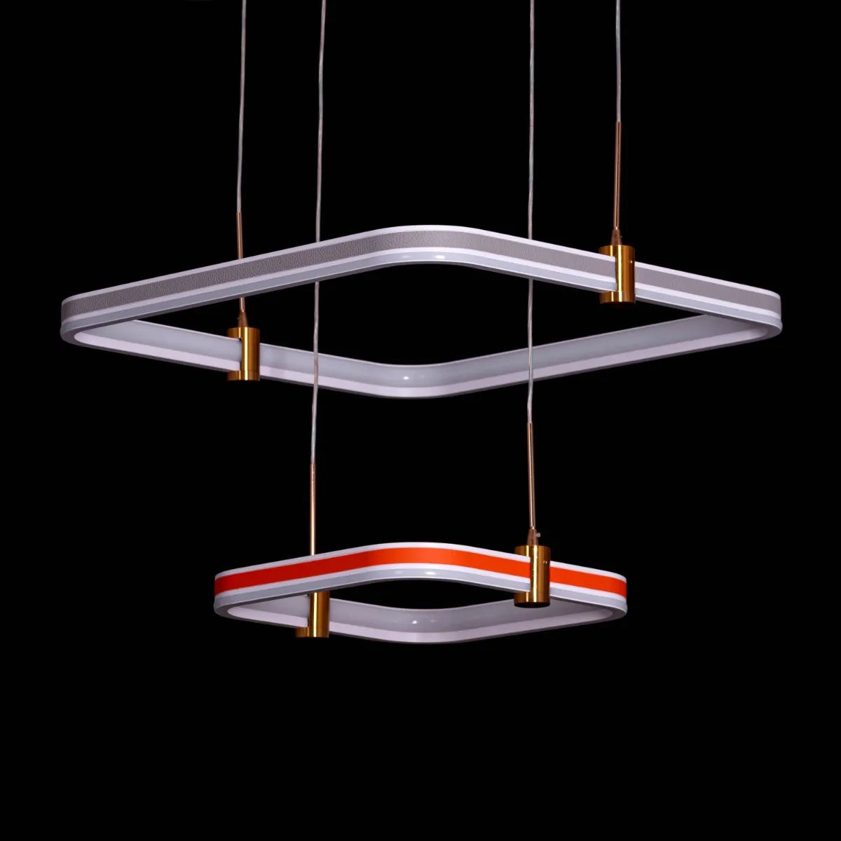 Love Test (Orange, Grey, Dimmable LED with Remote Control) Faux Leather Chandelier