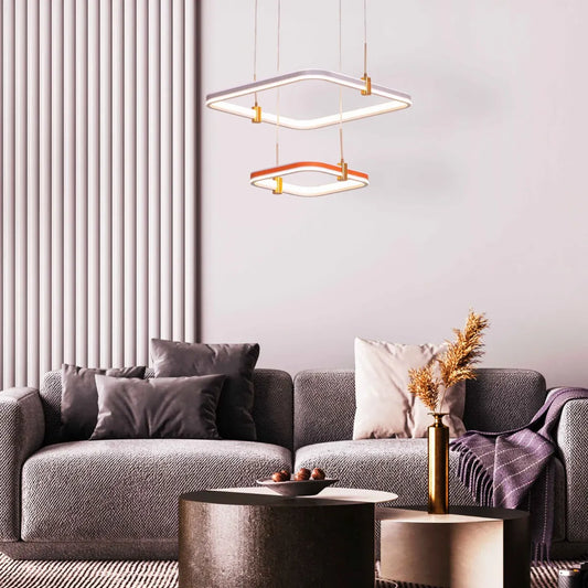 Love Test (Orange, Grey, Dimmable LED with Remote Control) Faux Leather Chandelier