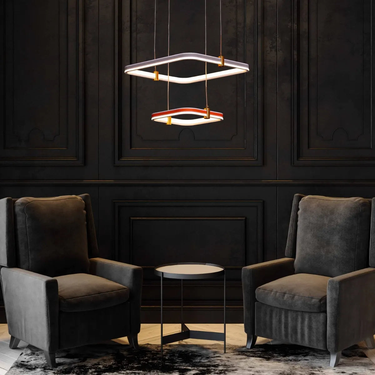 Love Test (Orange, Grey, Dimmable LED with Remote Control) Faux Leather Chandelier