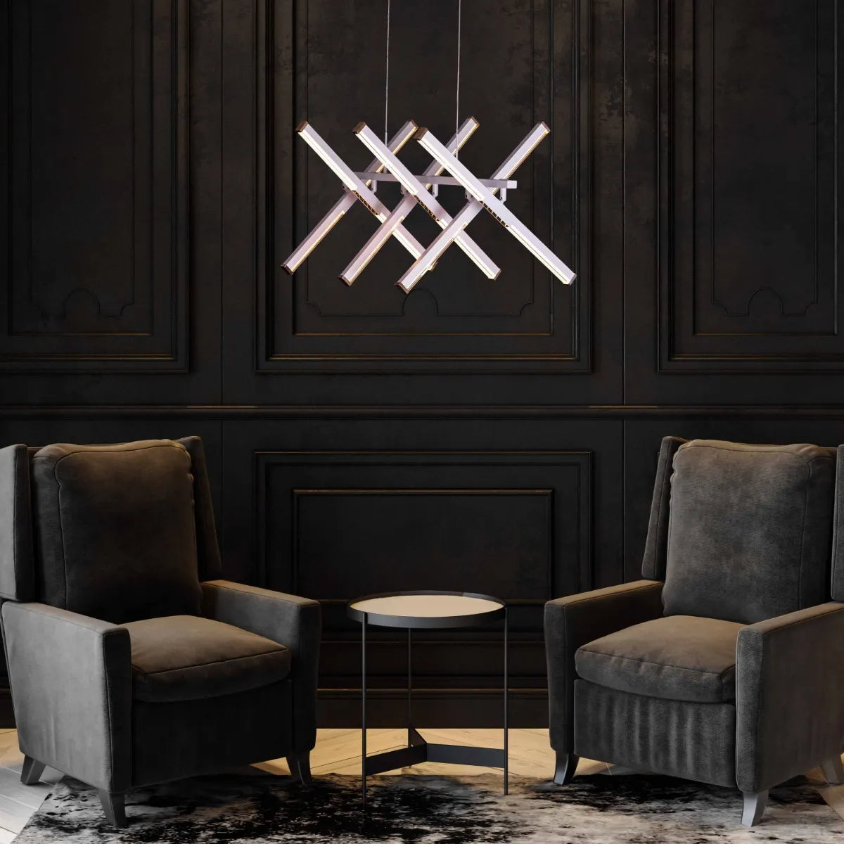 Speak Now Chandelier showcasing its modern geometric design.