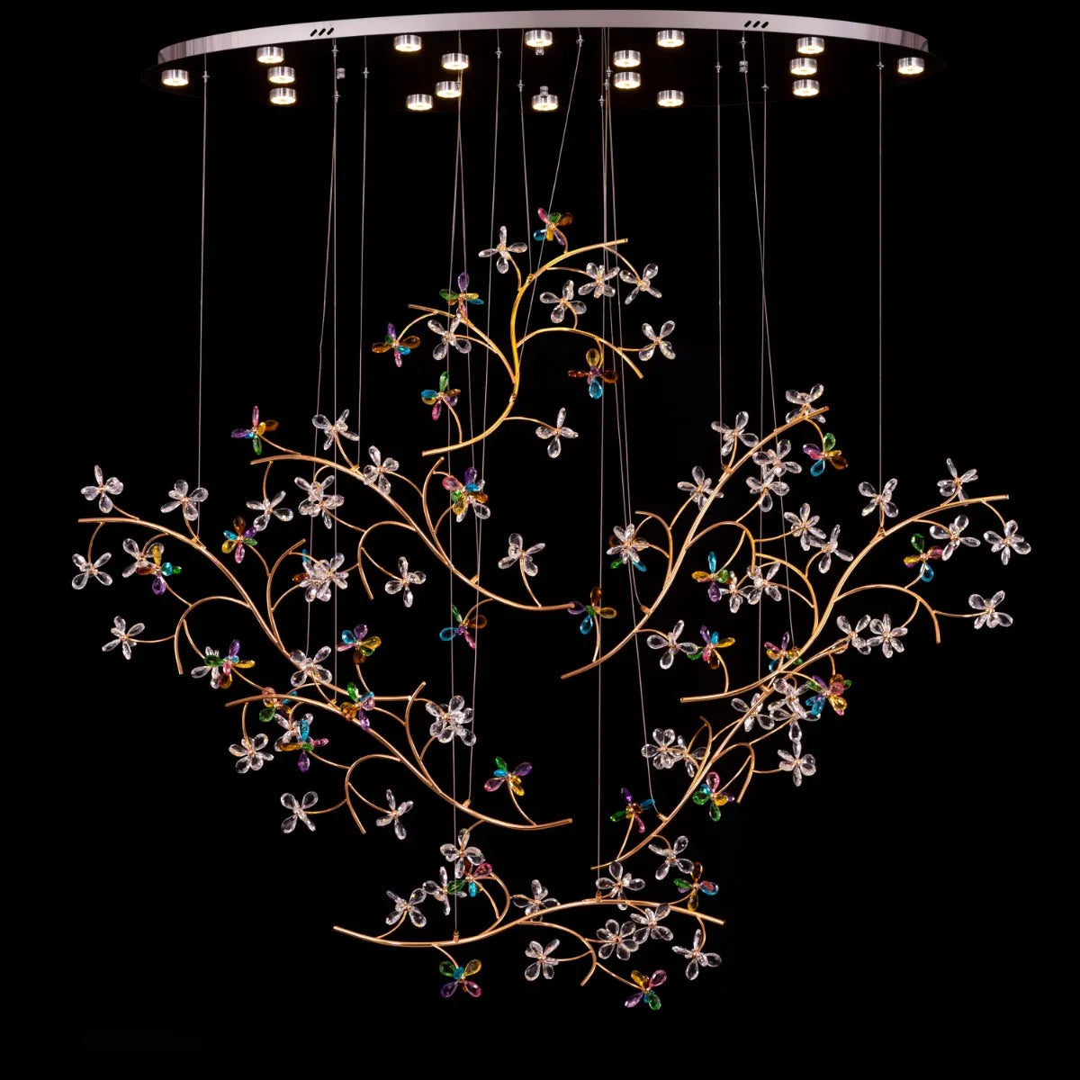 Reason Of The Season (Large, Gold, 3 Color Dimmable Built-In LED Spotlight With Remote Control) Crystal Tree Branch Chandelier