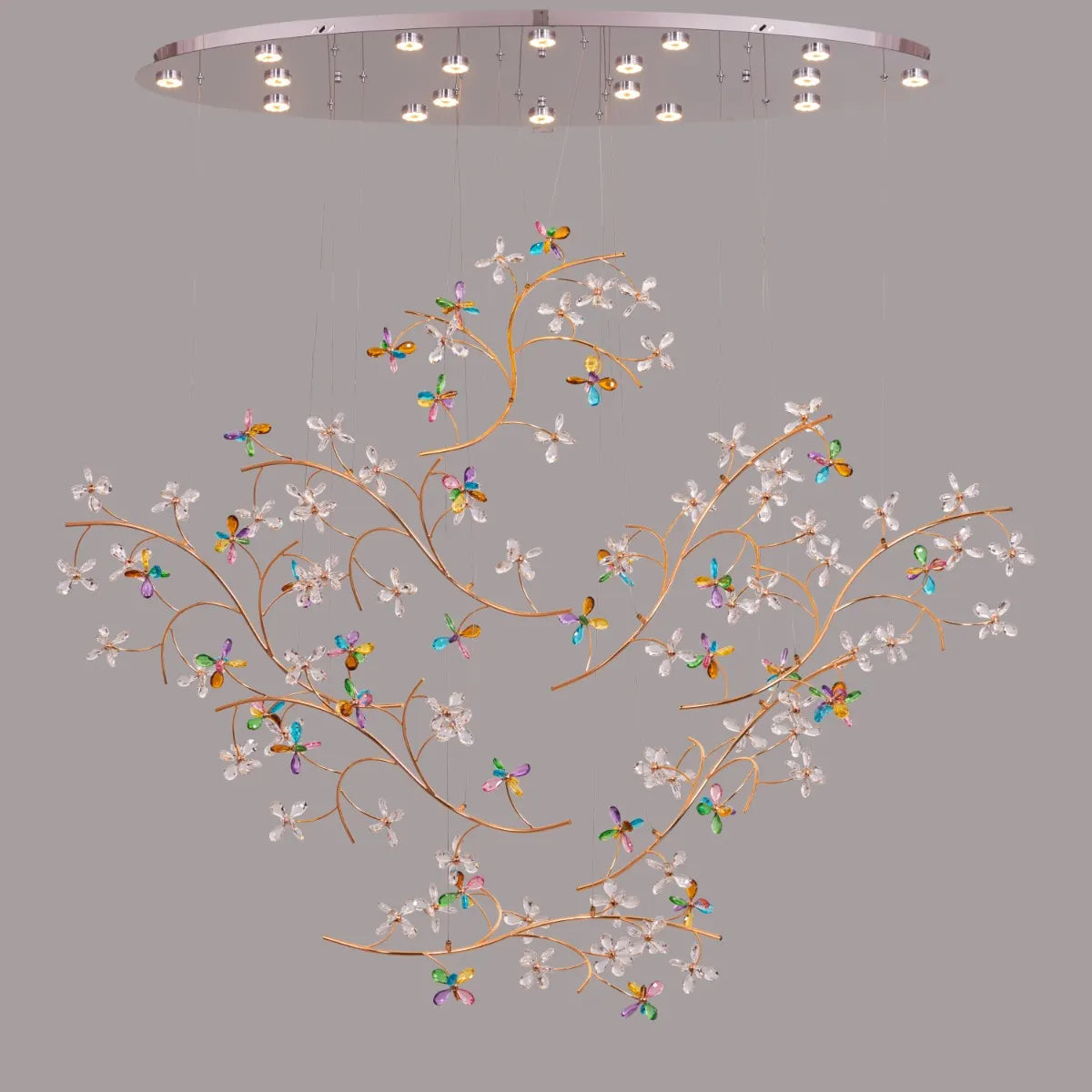 Reason Of The Season (Large, Gold, 3 Color Dimmable Built-In LED Spotlight With Remote Control) Crystal Tree Branch Chandelier