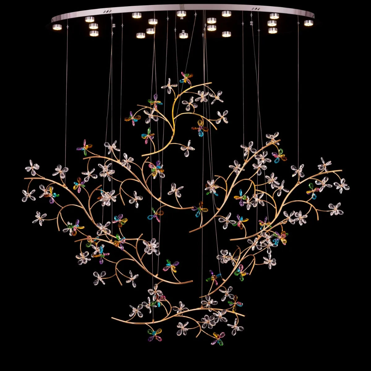 Reason Of The Season (Large, Gold, 3 Color Dimmable Built-In LED Spotlight With Remote Control) Crystal Tree Branch Chandelier