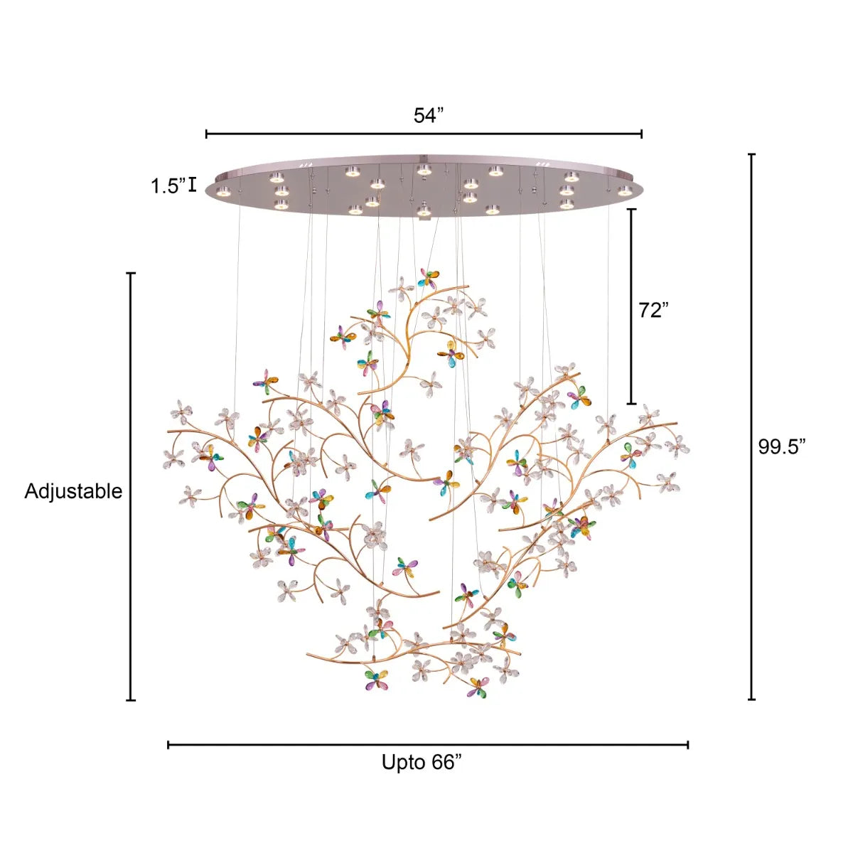 Reason Of The Season (Large, Gold, 3 Color Dimmable Built-In LED Spotlight With Remote Control) Crystal Tree Branch Chandelier
