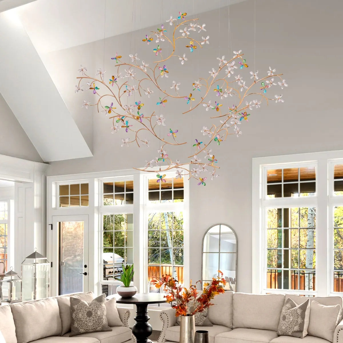 Reason Of The Season (Large, Gold, 3 Color Dimmable Built-In LED Spotlight With Remote Control) Crystal Tree Branch Chandelier