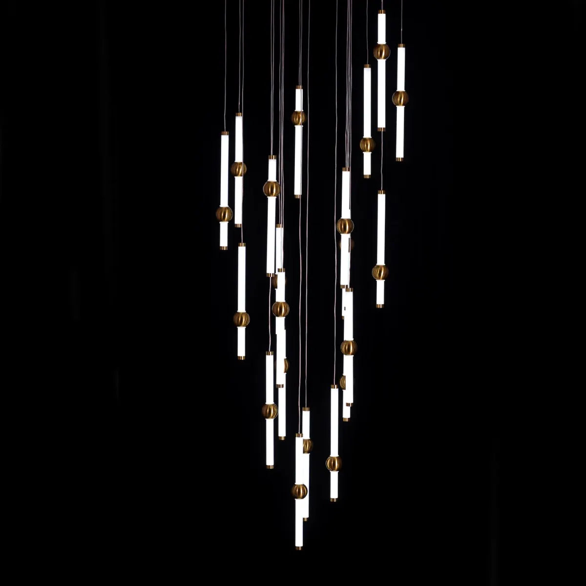 Left On Read (Large, White, Dimmable LED with Remote Control) Double Height Glass Chandelier