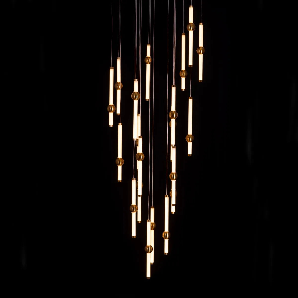Left On Read (Large, White, Dimmable LED with Remote Control) Double Height Glass Chandelier