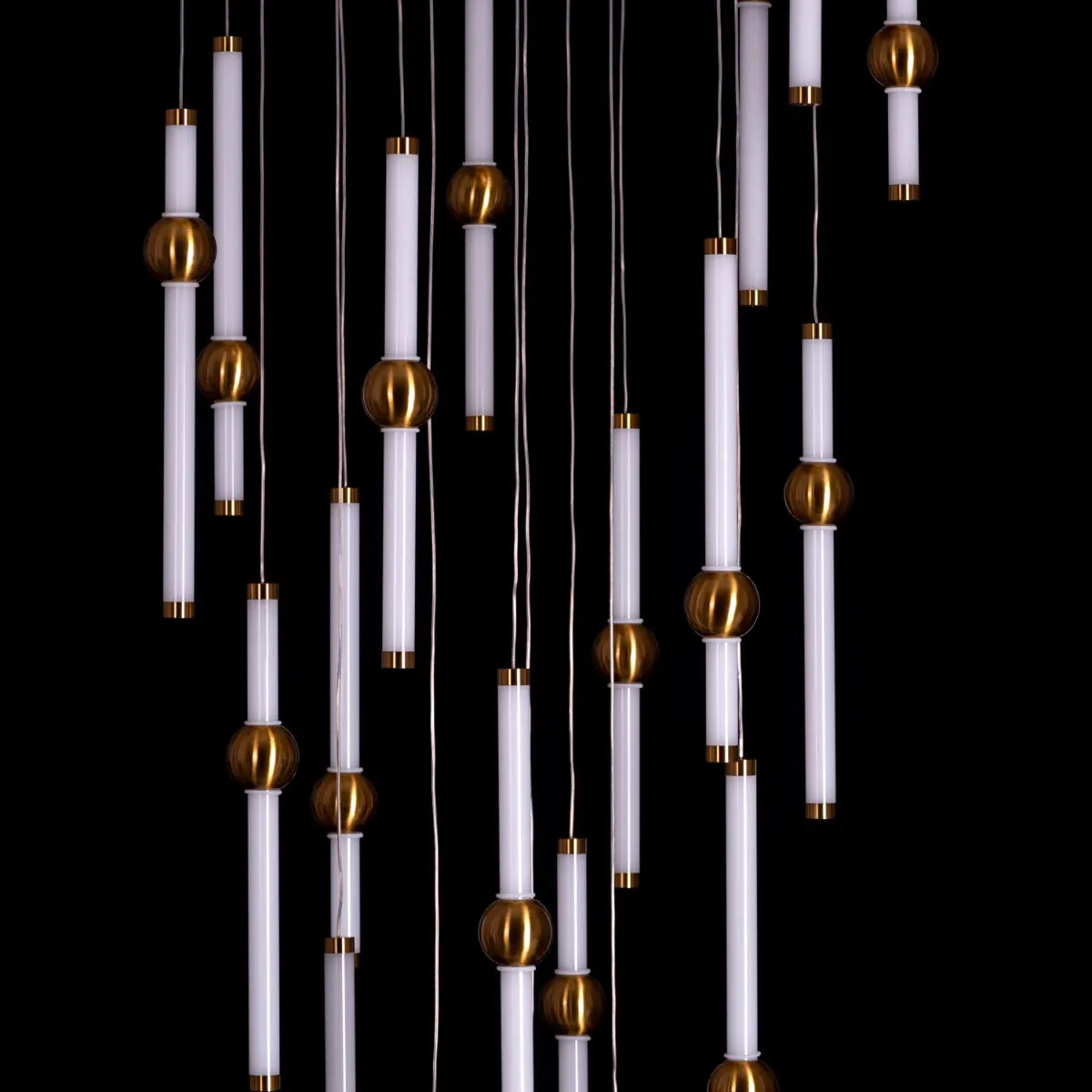 Left On Read (Large, White, Dimmable LED with Remote Control) Double Height Glass Chandelier