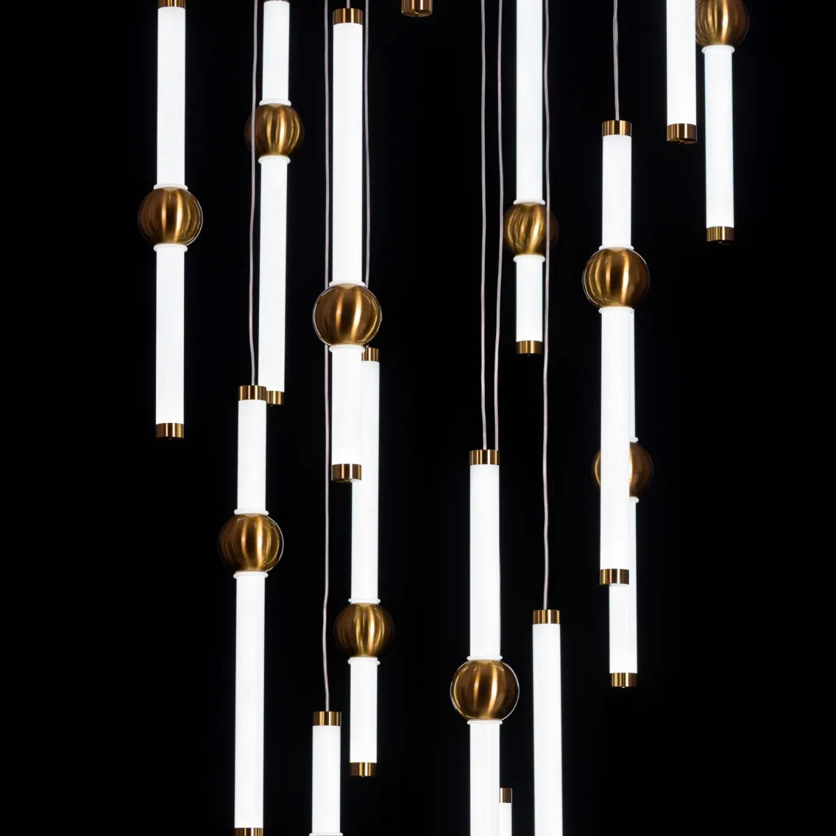 Left On Read (Large, White, Dimmable LED with Remote Control) Double Height Glass Chandelier