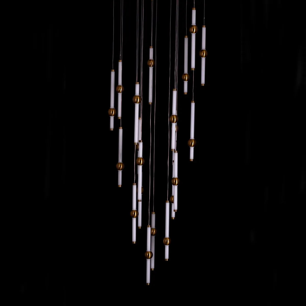 Left On Read (Large, White, Dimmable LED with Remote Control) Double Height Glass Chandelier