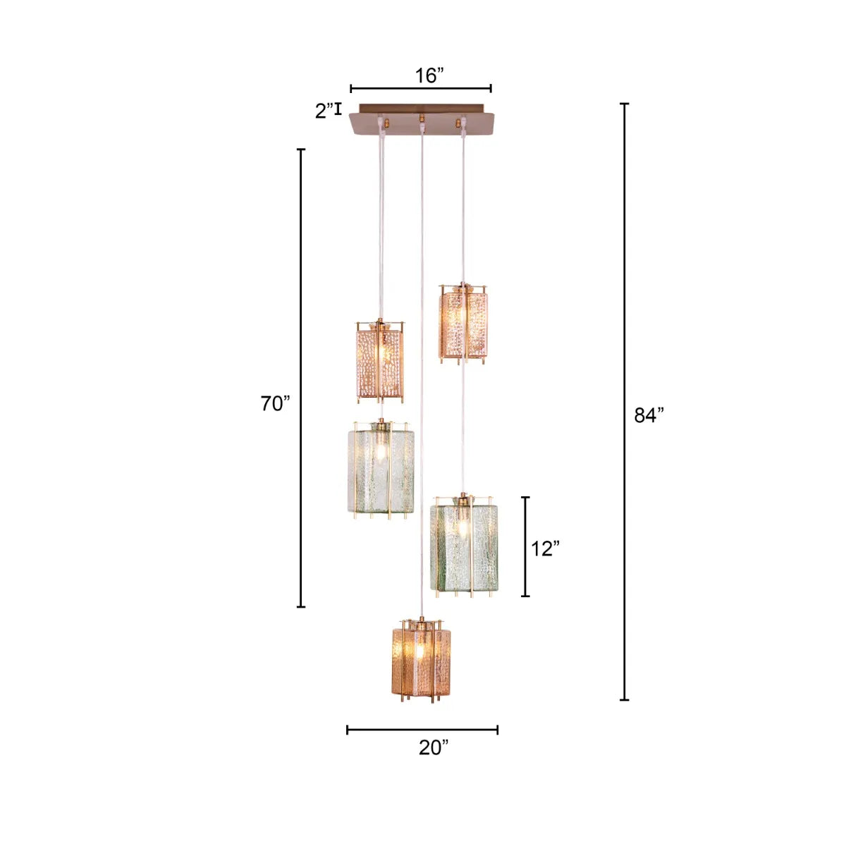 Take The Leap Textured Glass Chandelier illuminating a modern living room.