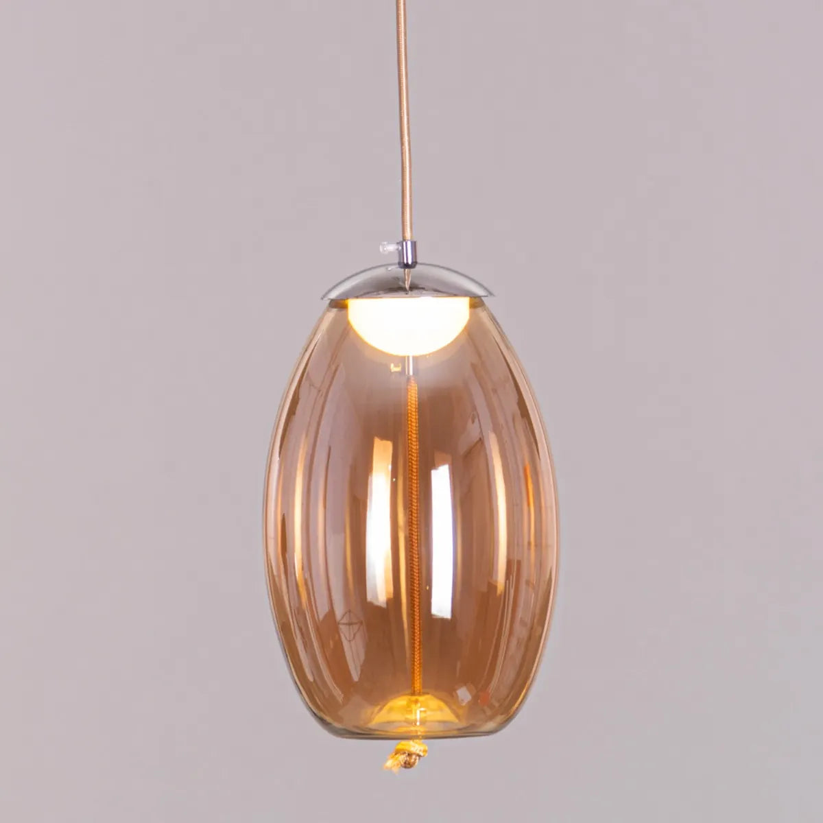 Stylish Amber Glass Pendant Light with Energy-Efficient Built-In LED