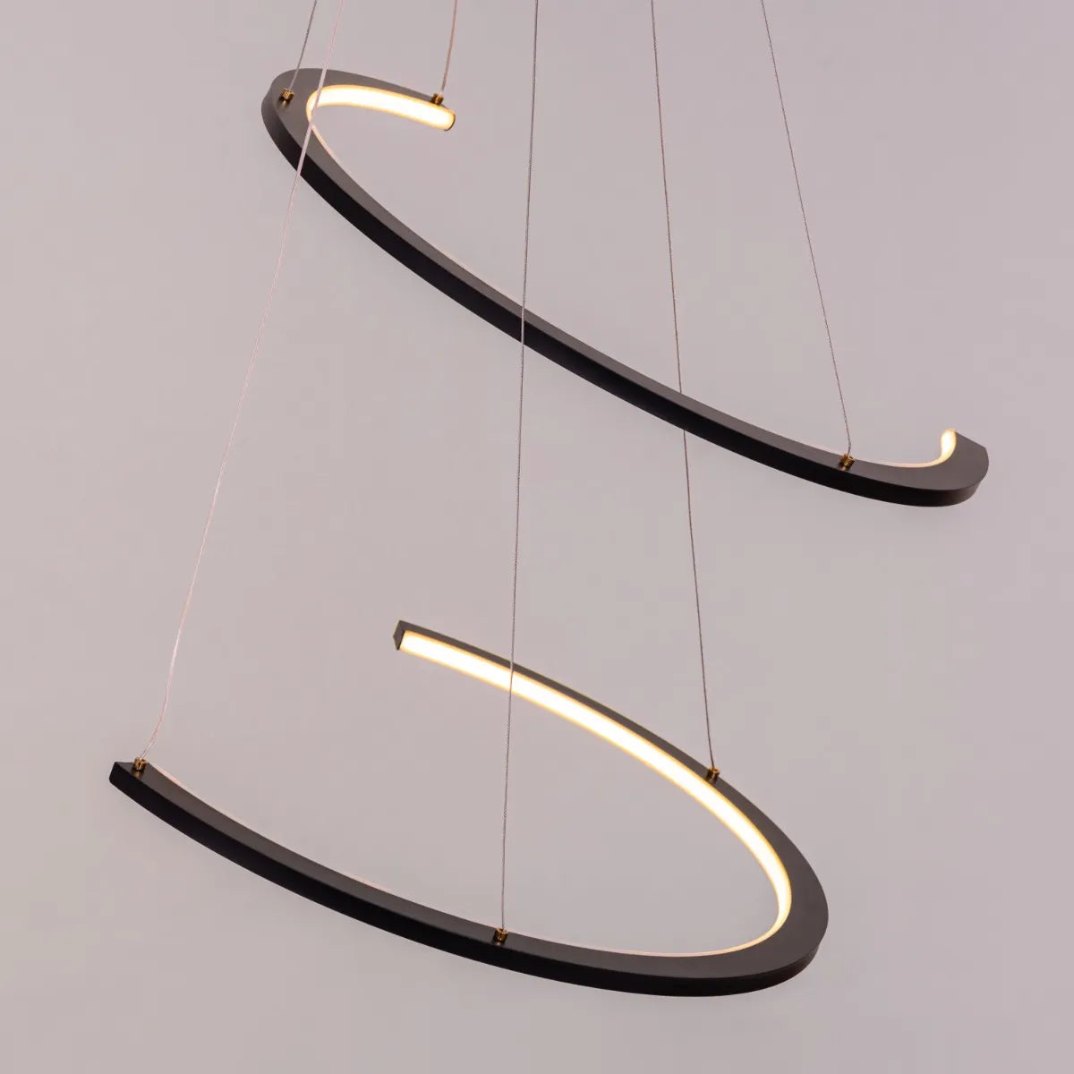 Black geometric LED chandelier with clean lines and modern design