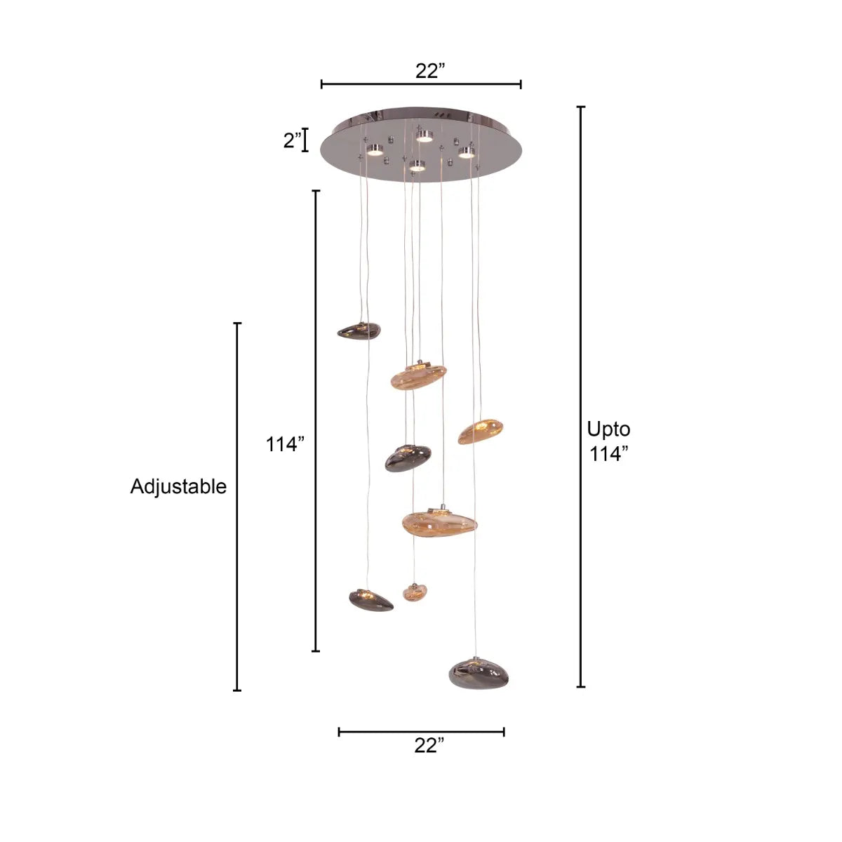 Raise Your Glass Double Height Glass Chandelier illuminating a grand foyer.