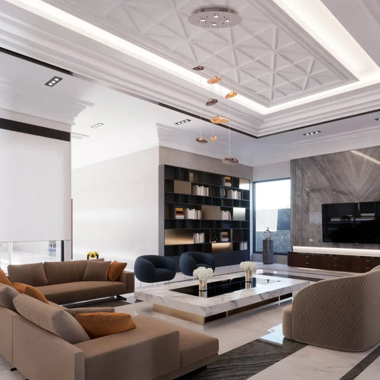 Raise Your Glass Double Height Glass Chandelier illuminating a grand foyer.