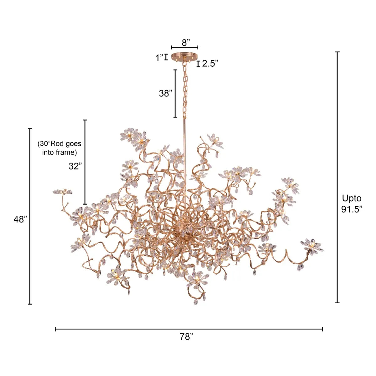 Large gold crystal chandelier with multiple tiers of cascading crystals