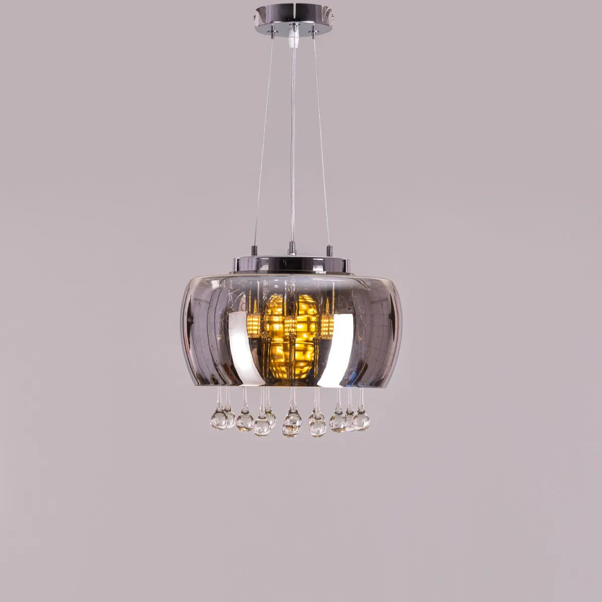 Enamoured Mini (28 cm, Smokey Grey, Mirror Finish) Crystal Pendant Light