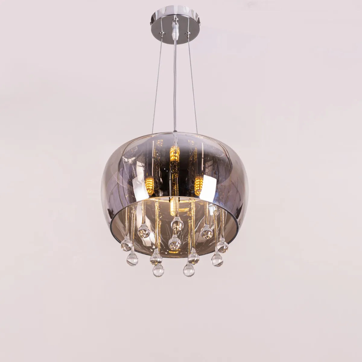Enamoured Mini (28 cm, Smokey Grey, Mirror Finish) Crystal Pendant Light