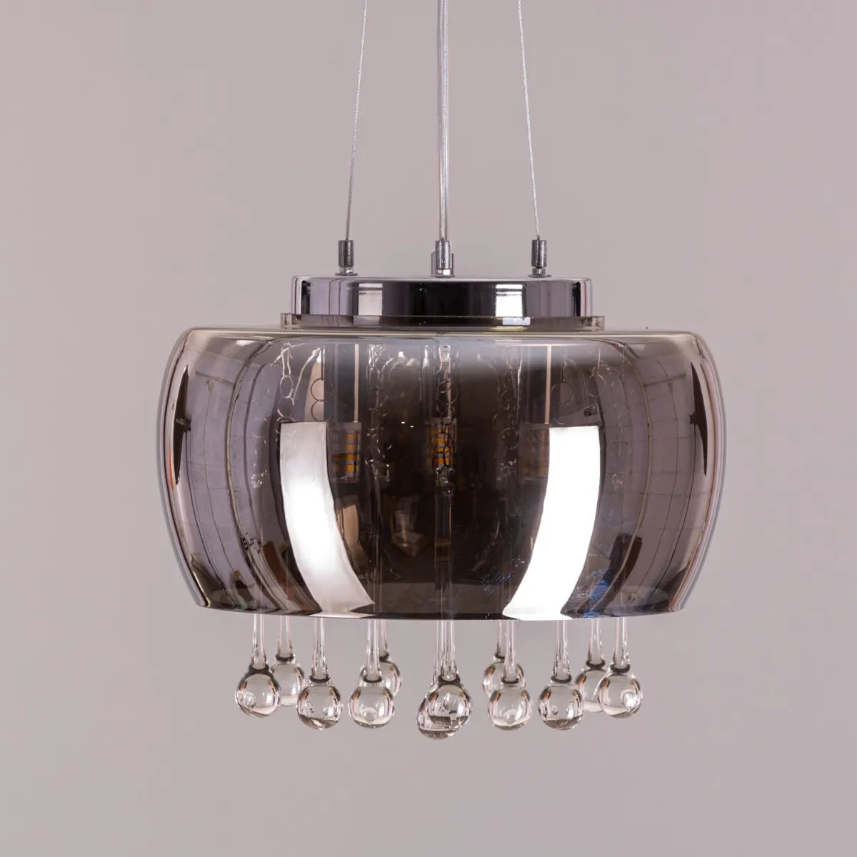 Enamoured Mini (28 cm, Smokey Grey, Mirror Finish) Crystal Pendant Light
