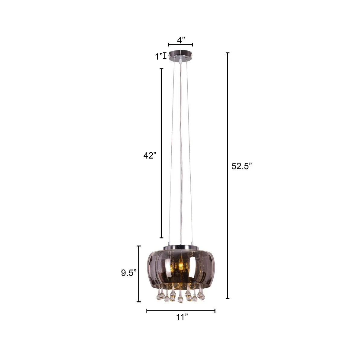 Enamoured Mini (28 cm, Smokey Grey, Mirror Finish) Crystal Pendant Light
