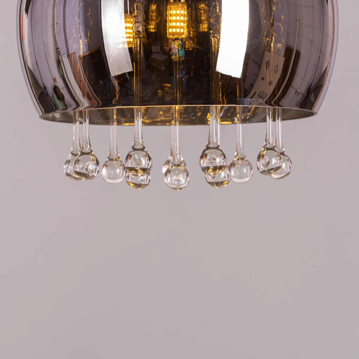 Enamoured Mini (28 cm, Smokey Grey, Mirror Finish) Crystal Pendant Light