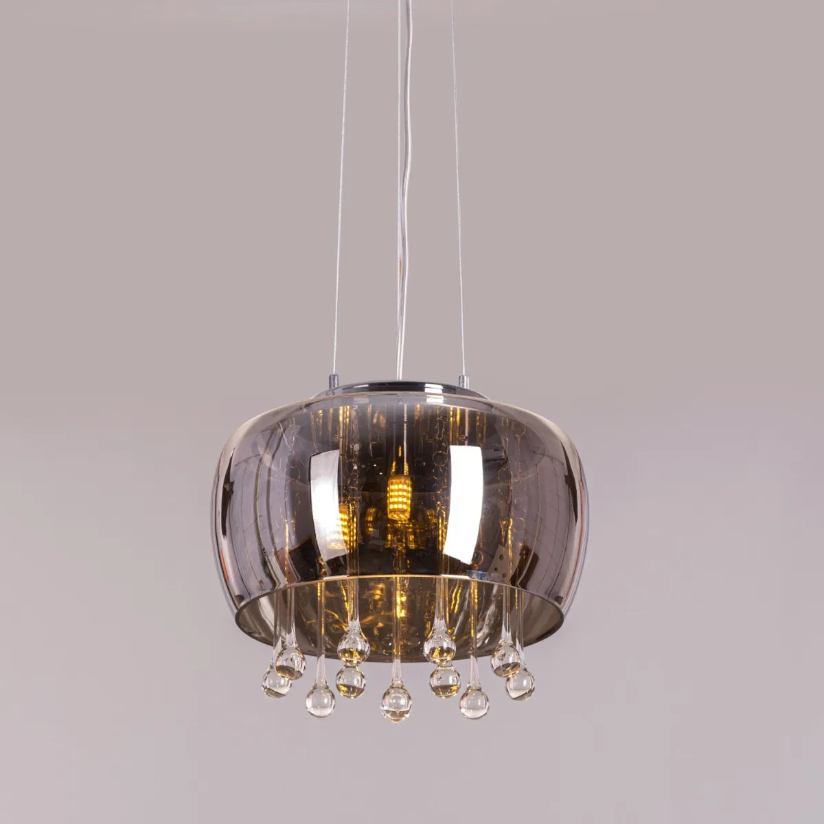 Enamoured Mini (28 cm, Smokey Grey, Mirror Finish) Crystal Pendant Light