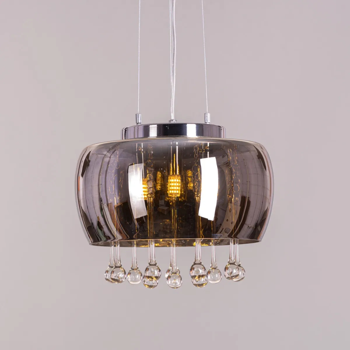 Enamoured Mini (28 cm, Smokey Grey, Mirror Finish) Crystal Pendant Light