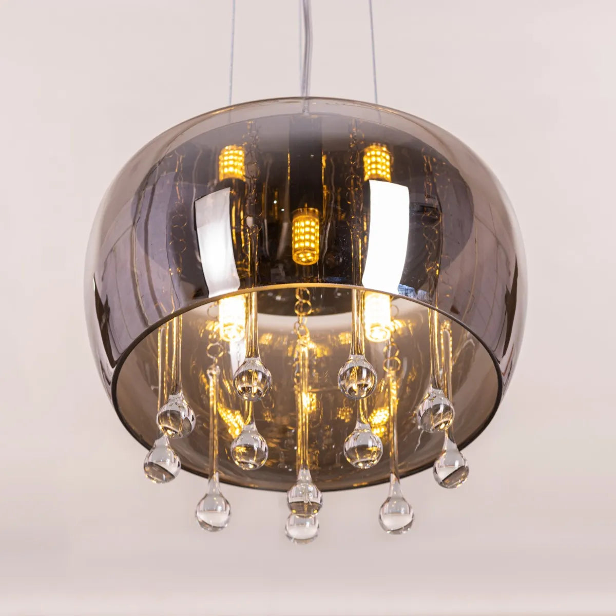 Enamoured Mini (28 cm, Smokey Grey, Mirror Finish) Crystal Pendant Light