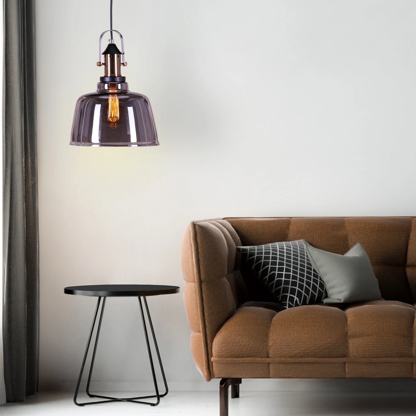 Glassy Eyed (Amber, Smokey) Glass Pendant Light