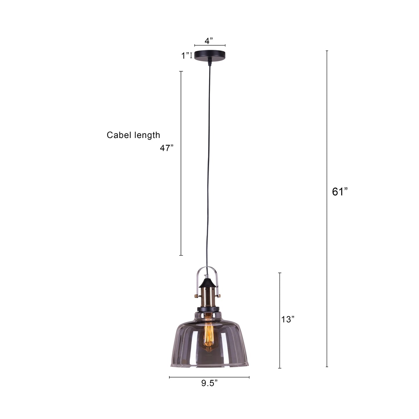 Glassy Eyed (Amber, Smokey) Glass Pendant Light