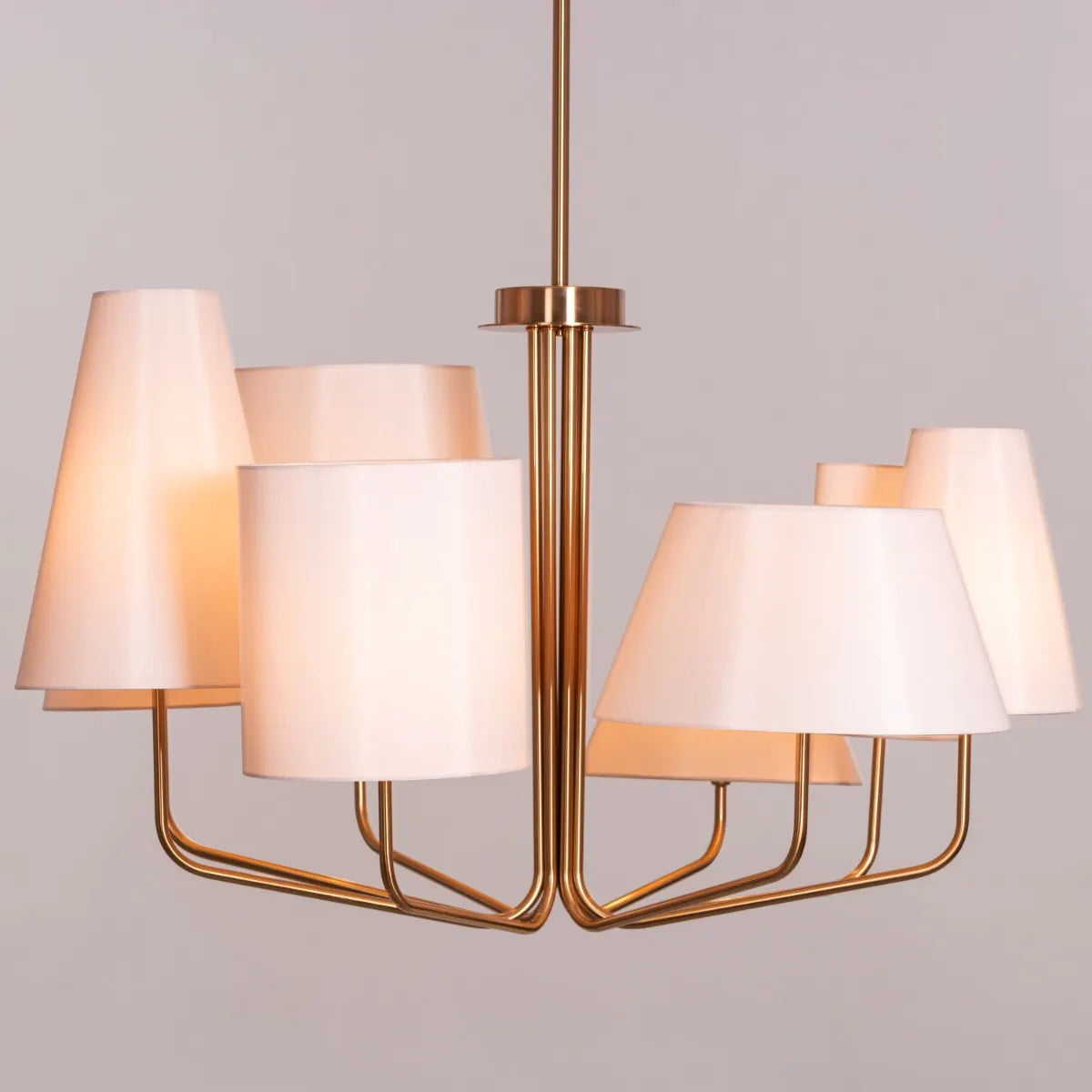 News Is Everywhere (Large, Gold, Beige) Fabric Chandelier