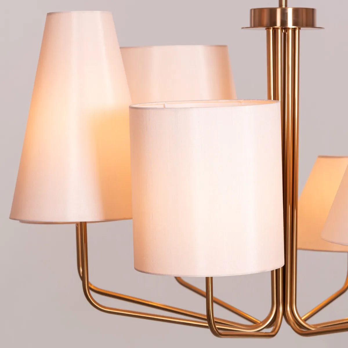 News Is Everywhere (Large, Gold, Beige) Fabric Chandelier