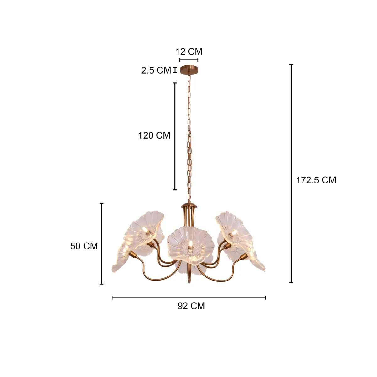 Late For Reality (Large, Gold) Glass Chandelier