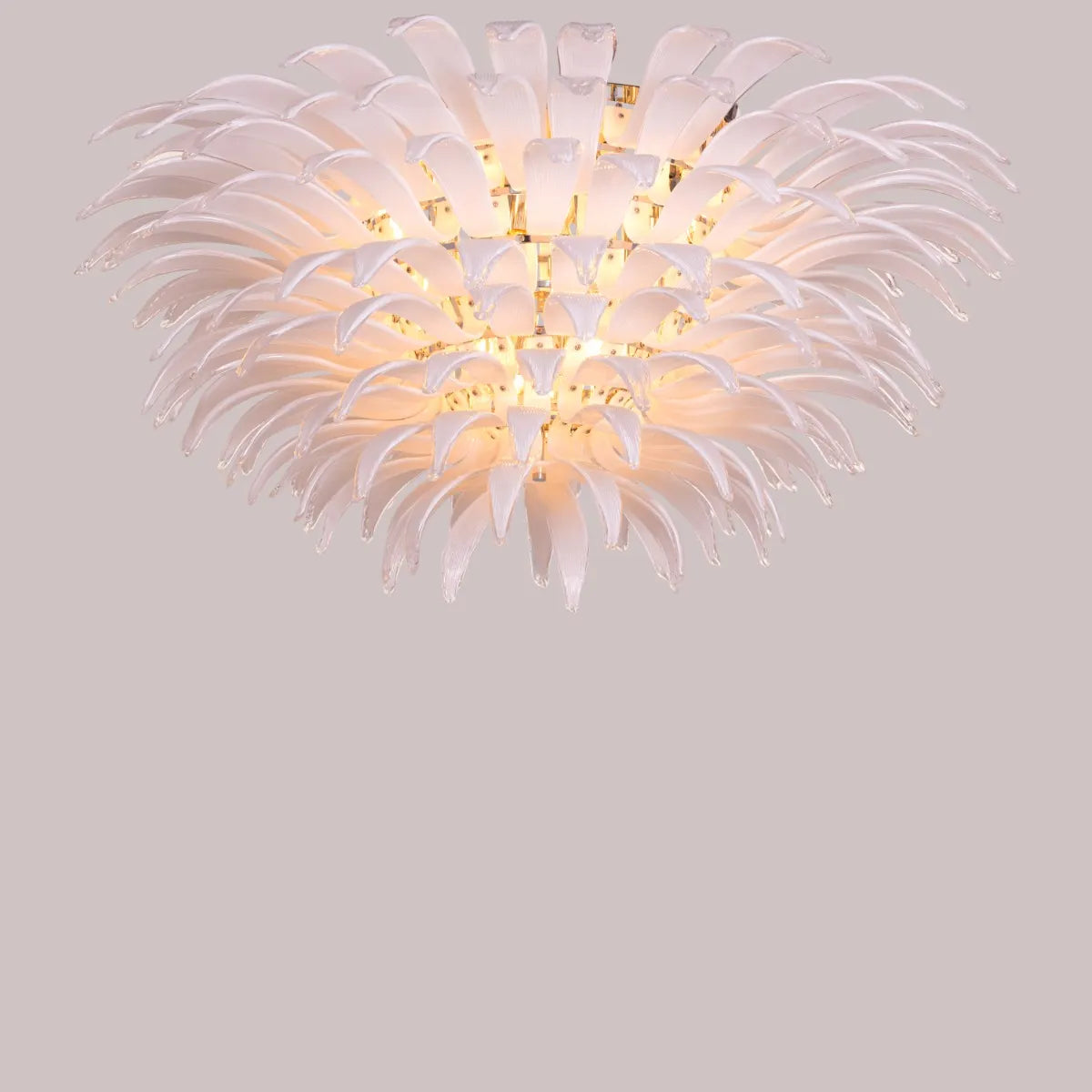 One More Try (Large, Gold, White) Tinted Glass Chandelier