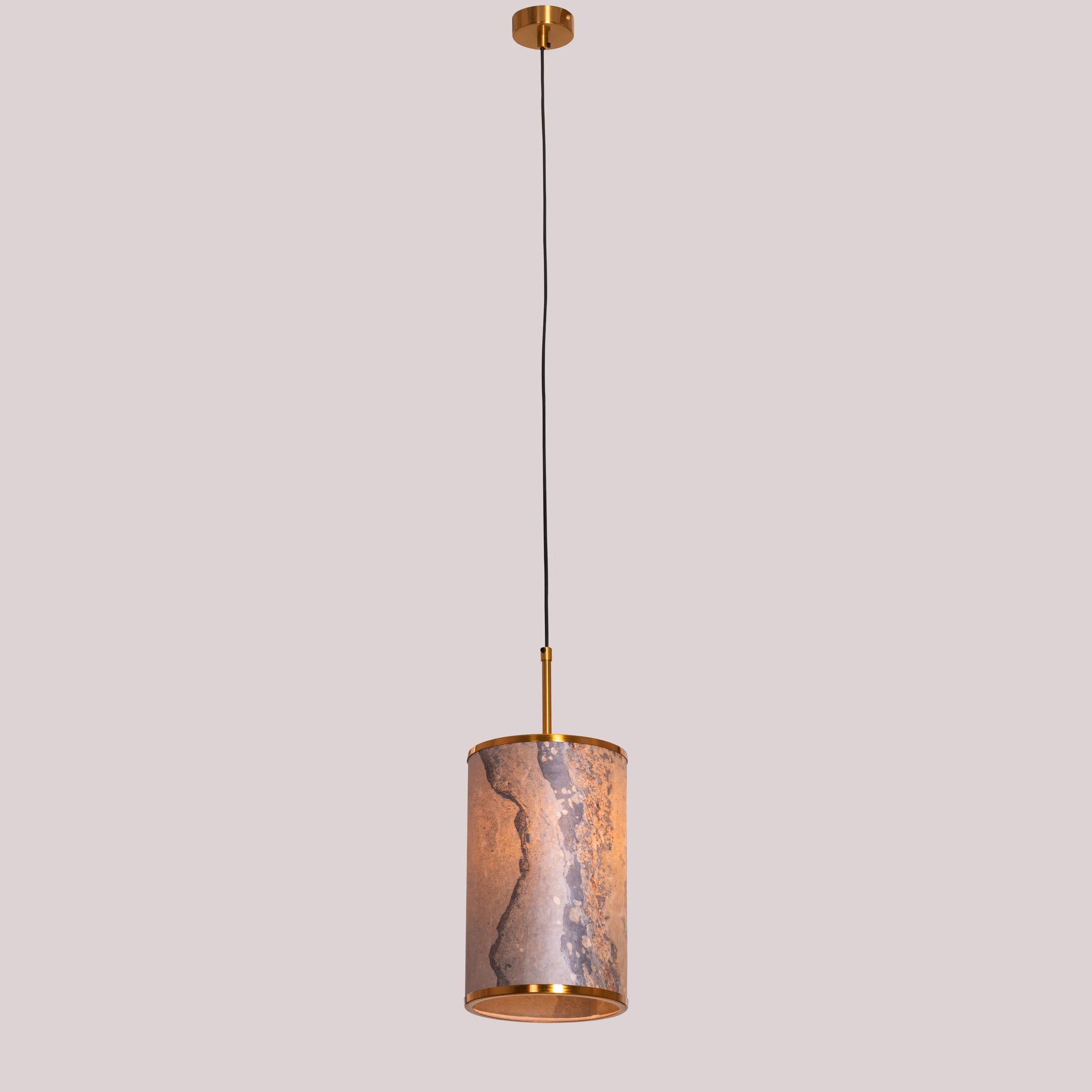 Elegant Sunset Slate Pendant Light with Gold Stone Veneer Design