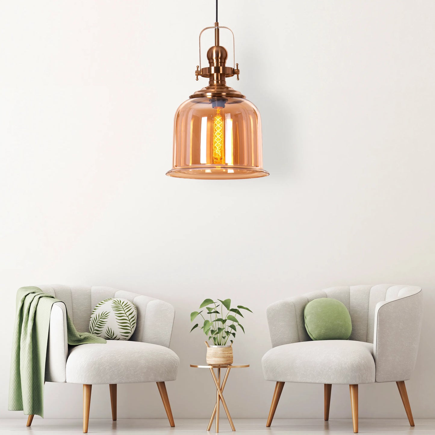 Sophisticated Amber Arcade Pendant Light Featuring Stunning Gold Accents and Amber Glass