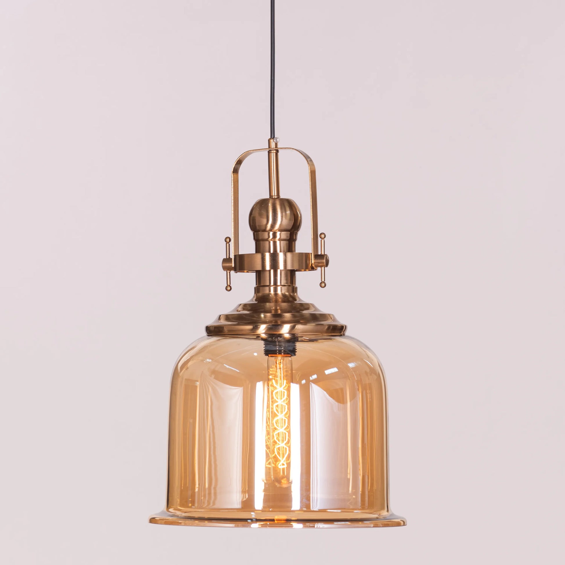 Sophisticated Amber Arcade Pendant Light Featuring Stunning Gold Accents and Amber Glass