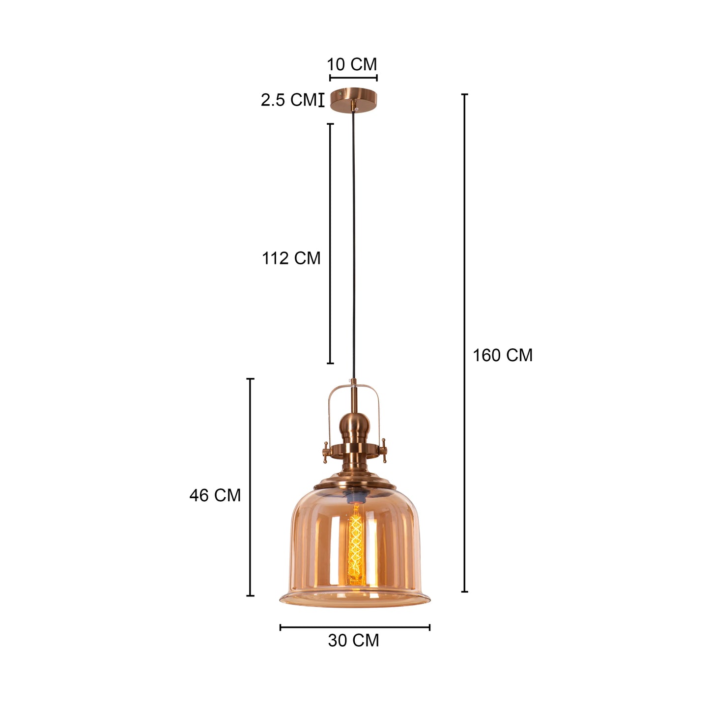 Amber Arcade (Gold, Amber) Clear Glass Pendant Light