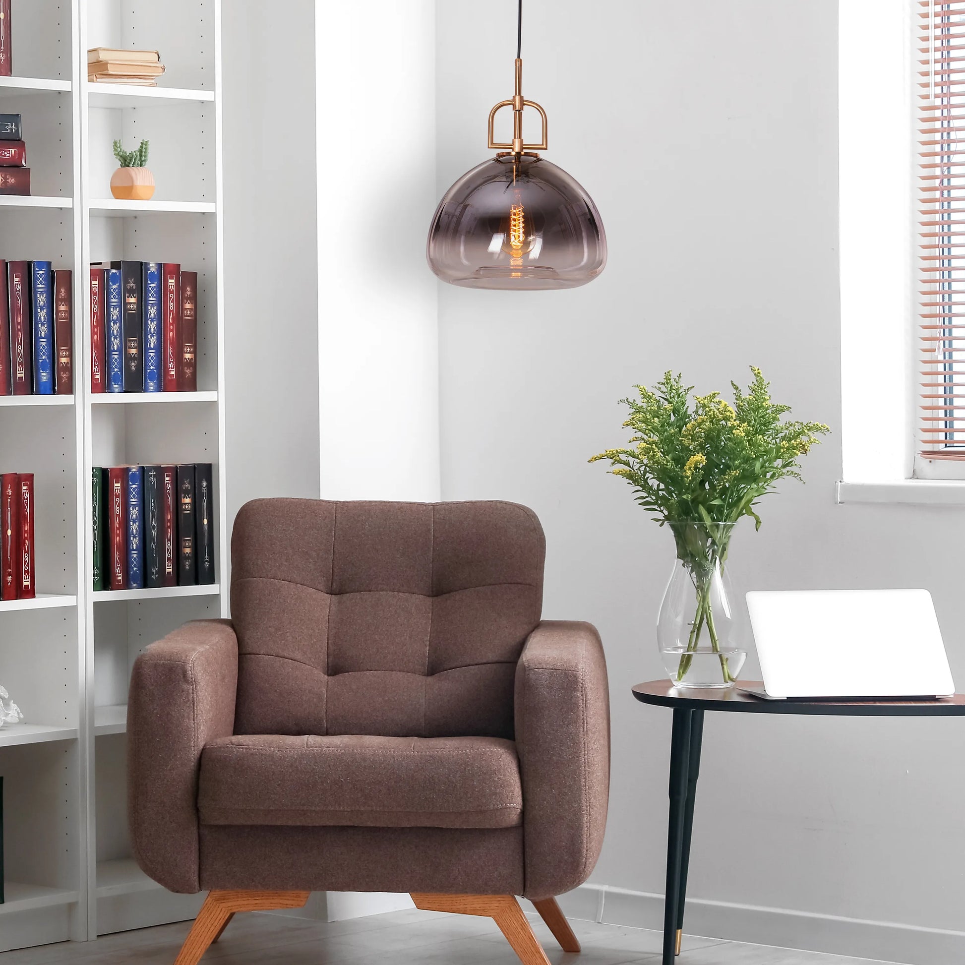 Stylish Nightlife Pendant Light in Clear Glass with Striking Gold and Smokey Grey Elements