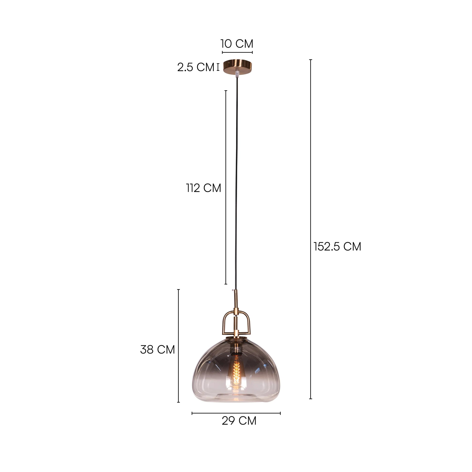 Stylish Nightlife Pendant Light in Clear Glass with Striking Gold and Smokey Grey Elements