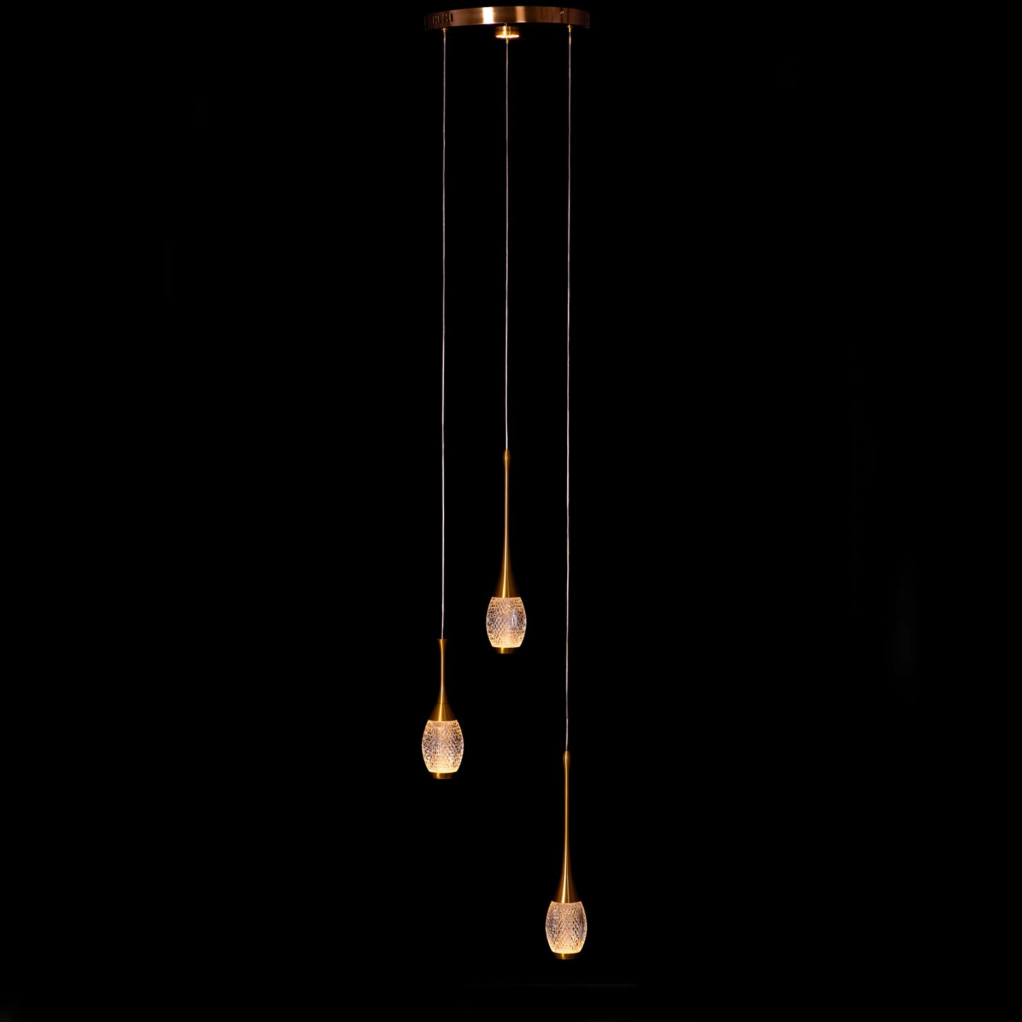 Perfect Landing (Medium, Gold, White, Dimmable LED with Remote Control) Textured Glass Pendant Light