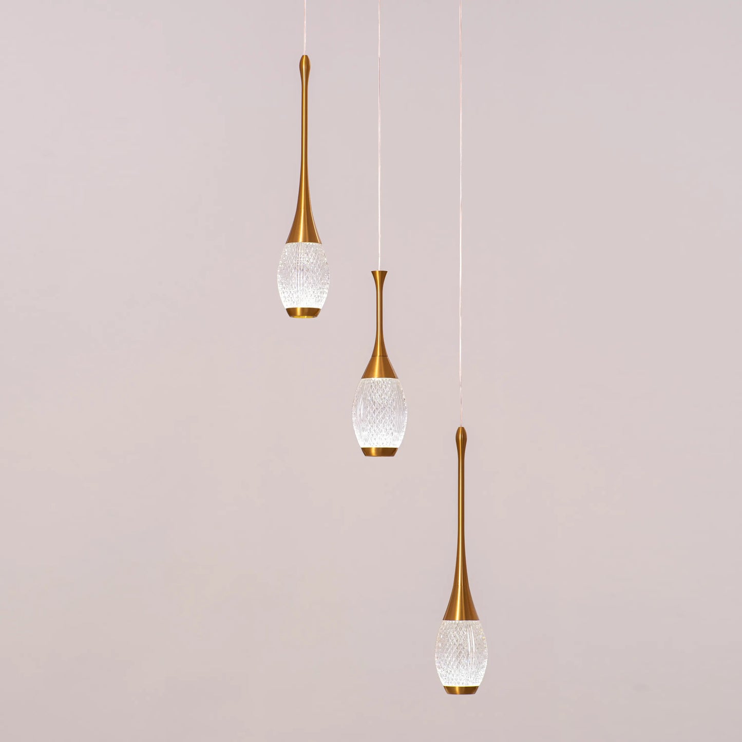 Perfect Landing (Medium, Gold, White, Dimmable LED with Remote Control) Textured Glass Pendant Light