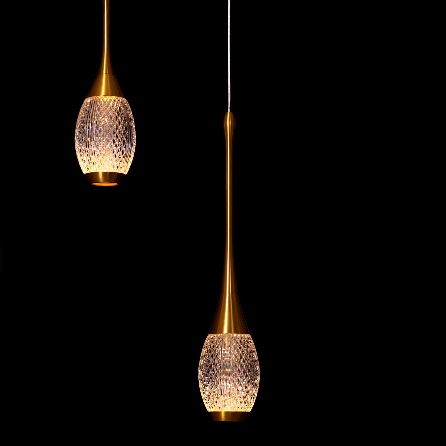 Perfect Landing (Medium, Gold, White, Dimmable LED with Remote Control) Textured Glass Pendant Light