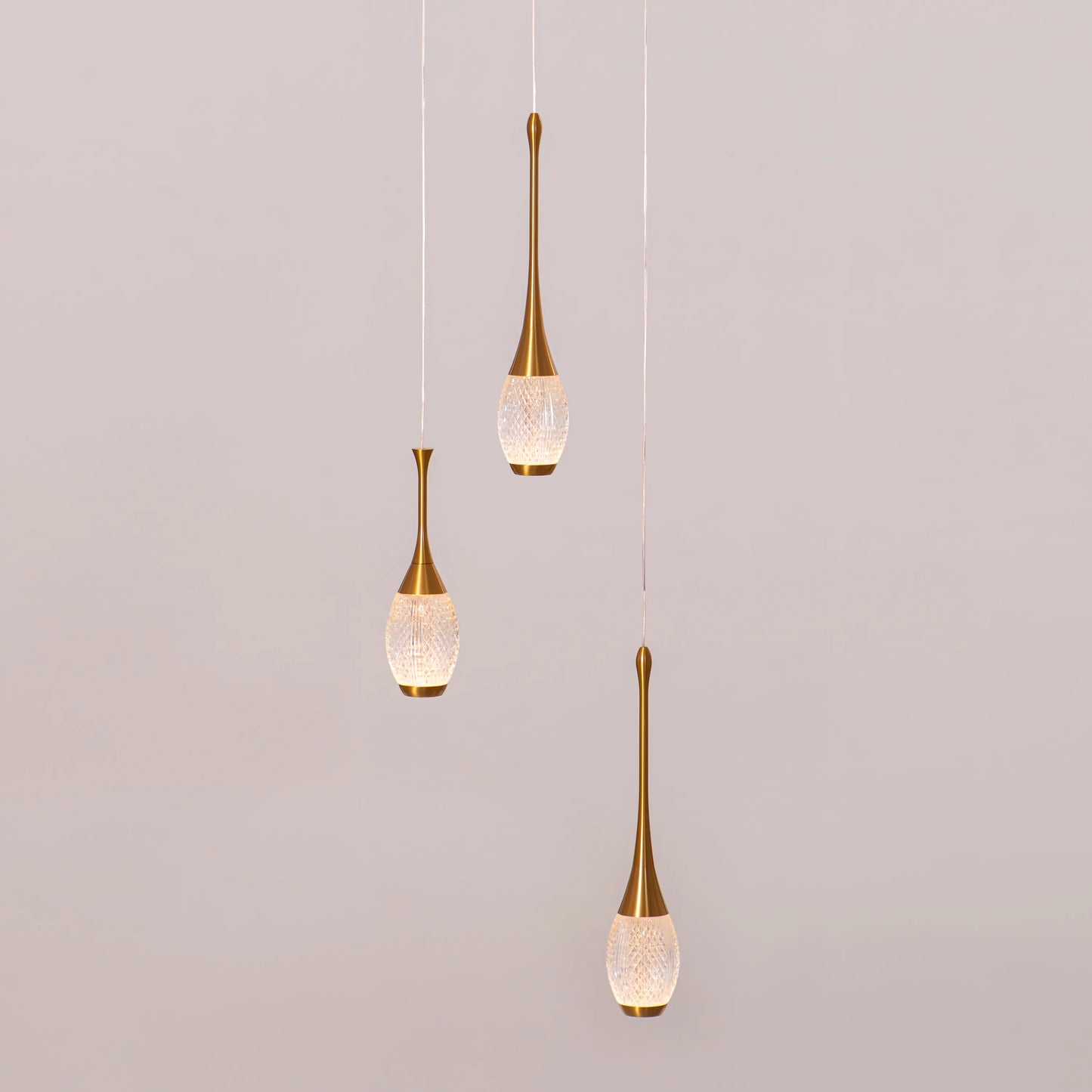 Perfect Landing (Medium, Gold, White, Dimmable LED with Remote Control) Textured Glass Pendant Light
